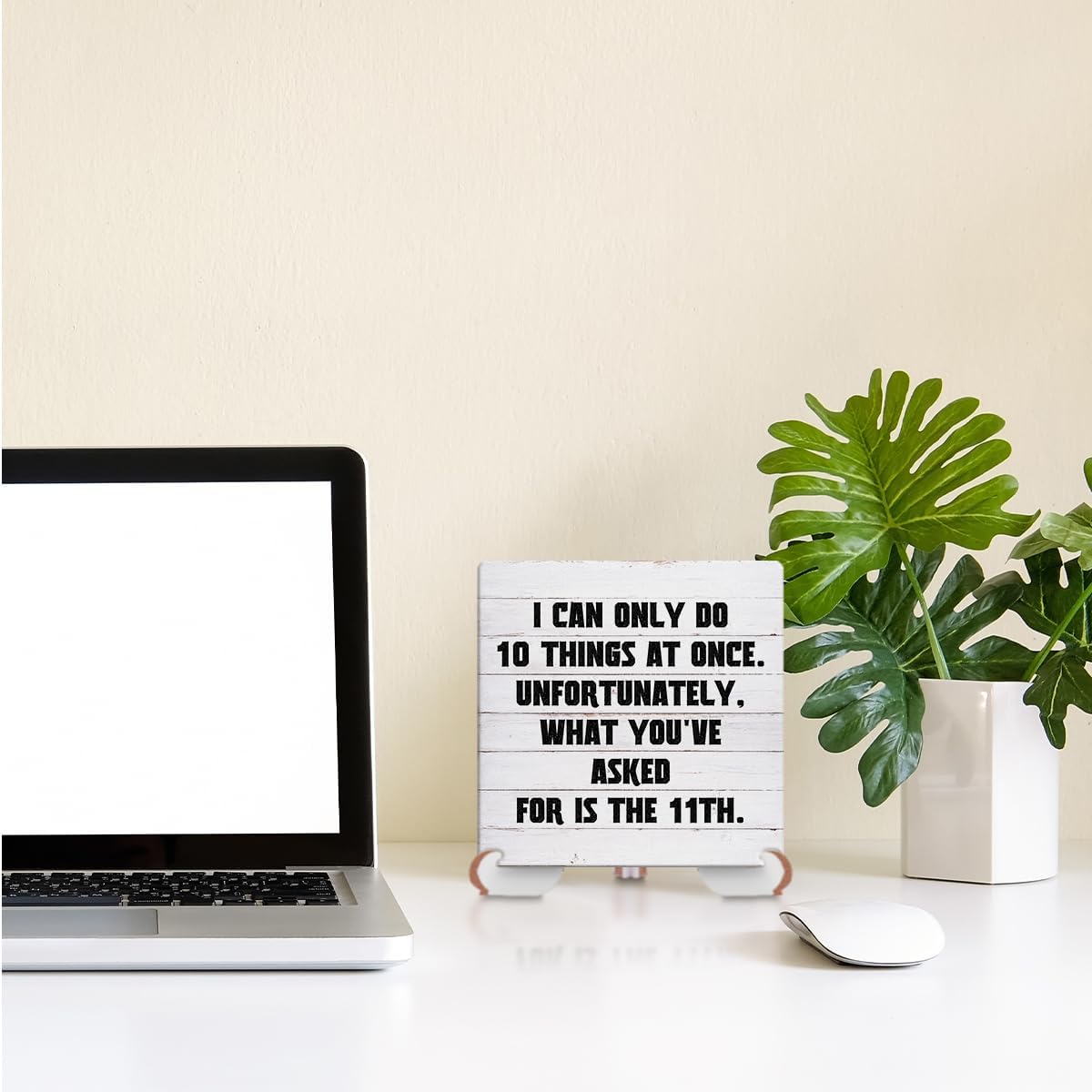 Wood Sign Desk Decor with Wooden Stand P7801