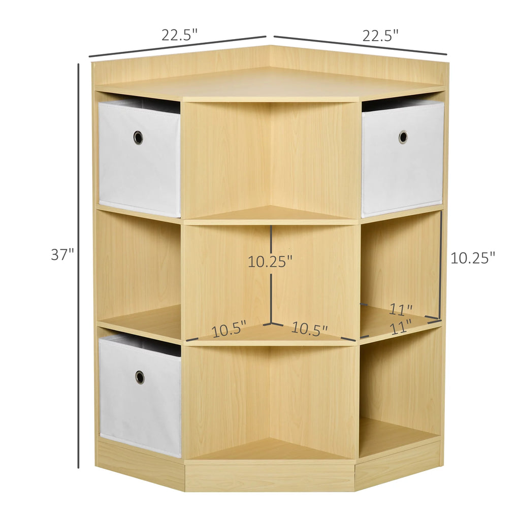 Natural Kids Corner Cabinet with Three Baskets L8478