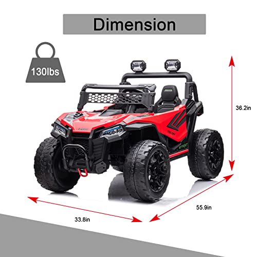 Green 2 Seater 4WD Kids Ride On UTV W76457