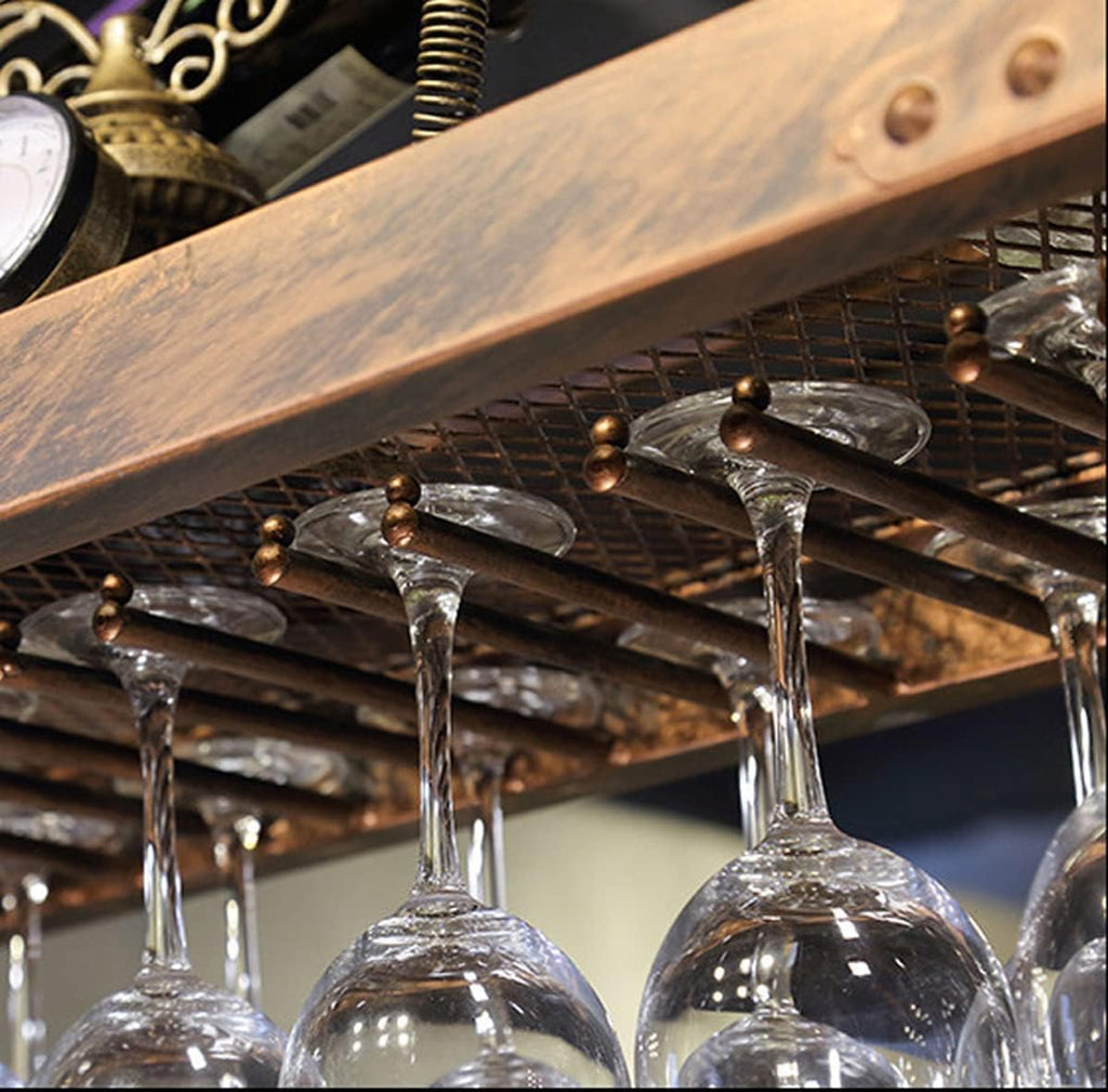 Coppery Bronze Metal Wall-Mounted Wine Glass Rack, 60x35cm T277