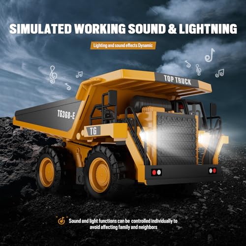 Remote Control Excavator Construction Toys with Metal Shovel & Light, 11CH, 2×1200mAh X2716