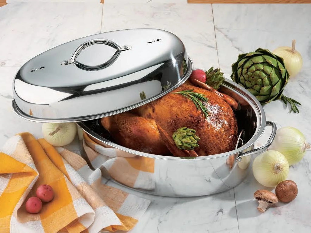 42cm Stainless Steel Oval Turkey Roaster With Rack & Lid P82765