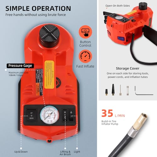 Electric Car Jack 5 Ton 12V Portable Hydraulic Jack with Led Light Q18014