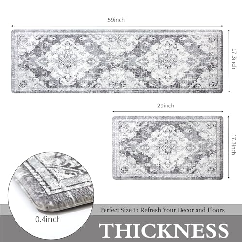Anti Fatigue Kitchen Mats 2 Piece Set Blue Gray Waterproof Non-Skid C876104