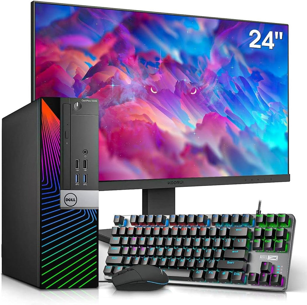 Dell Gaming PC Desktop with 24 Inch Monitor, GT 1030 2GB, Intel Core i7-6700, 16GB Ram 512GB SSD, Windows 10 Pro, RGB Keyboard Mouse (Renewed) K66895