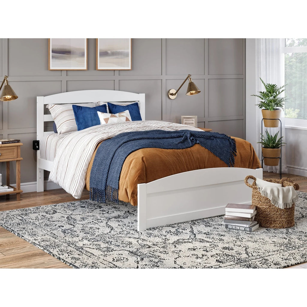 White Queen Solid Wood Platform Bed K2126