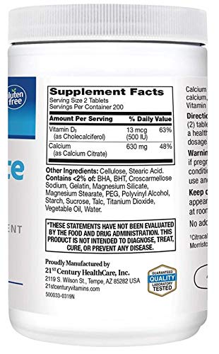Calcium Citrate Plus D3 Tablets, 400 Count, 2 Count T1636