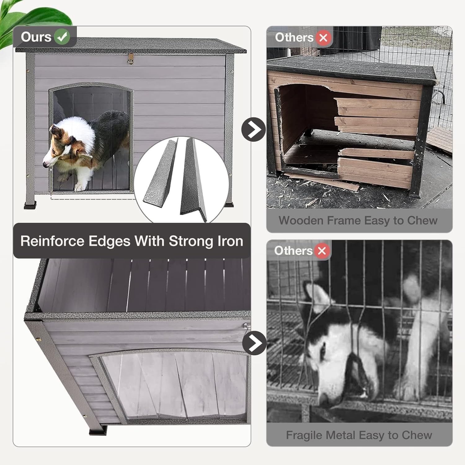 Natural Wood Waterproof Insulated Dog House J25035