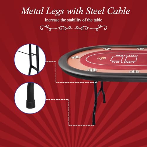 84" Foldable Poker Table with Chips Tray C650547