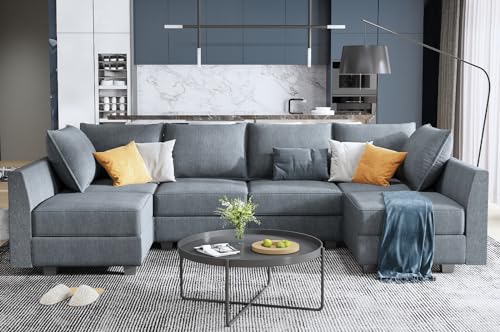 Grey Modular Sectional Sofa with Storage O356