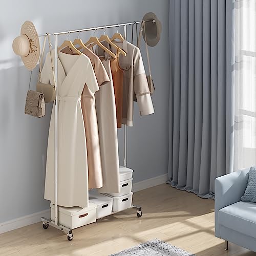 Heavy Duty Double Hanging Rod Clothing Rack with Bottom Storage Area, 600 lbs Load Capacity O751001