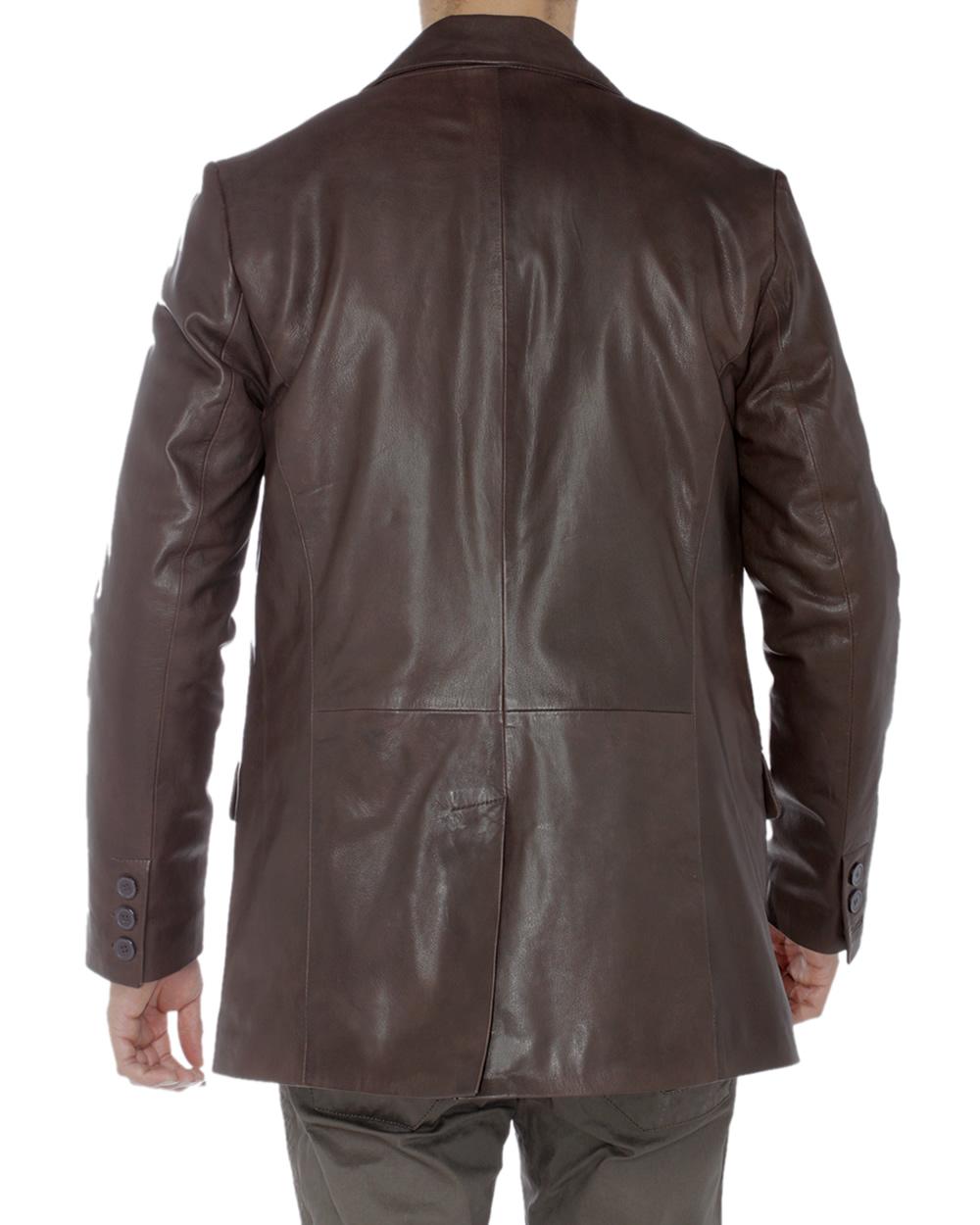 Brown Lambskin Leather Blazer Jacket S211