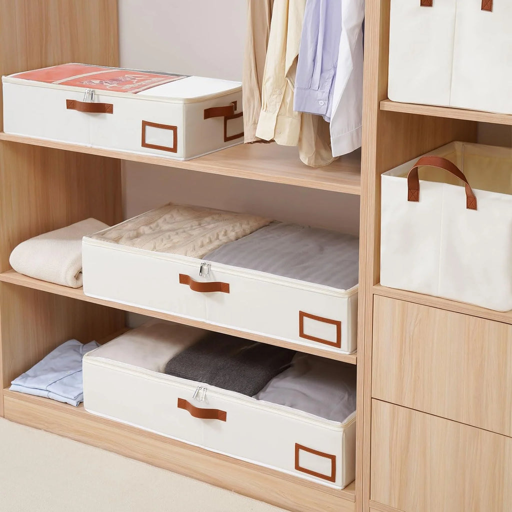 Beige Collapsible Underbed Storage Bag, 2 Pack J51553