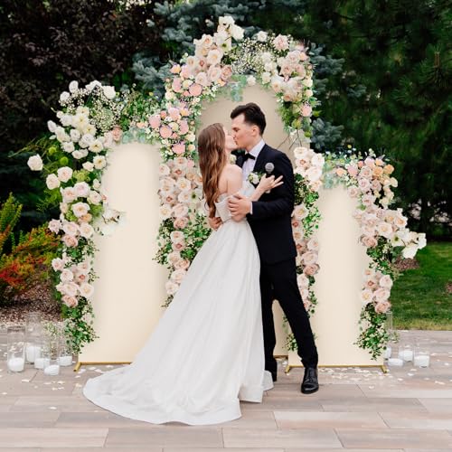 3 Sets Gold Metal Wedding Arch Backdrop Stand and 3 Pcs Arch Cover 5.9ft/4.9ft/3.9ft (Blue) N545828