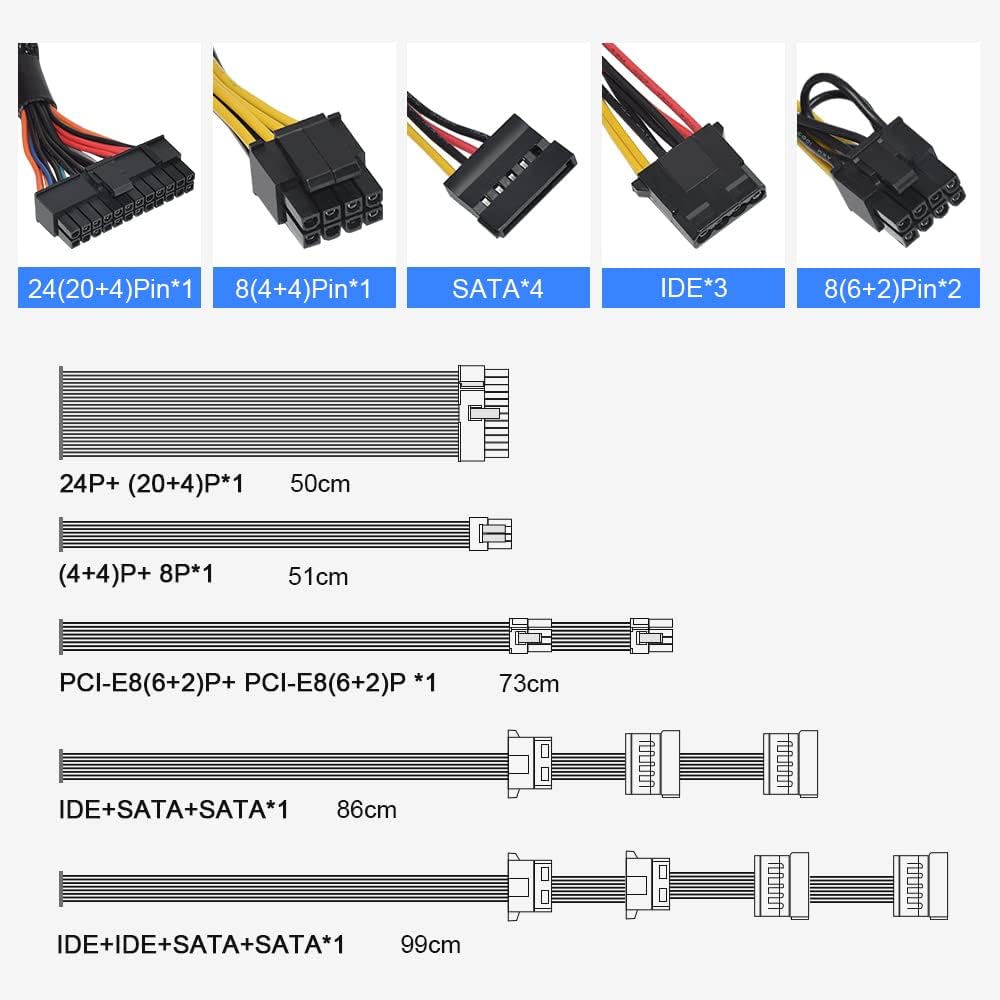 500W 80 Plus Gold Non-Modular Active PC Power Supply with 120mm Fan C15422