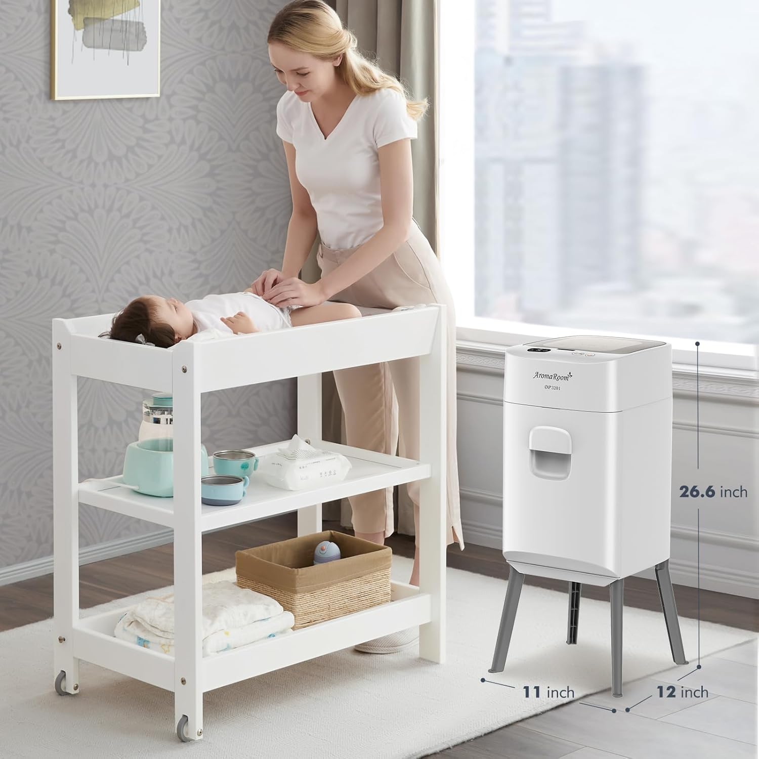 Diaper Pail Odor-Locking Individually Sealed Baby Diaper Pail Smart Trash Can Full-Automatic Packing Self-Changing G69889