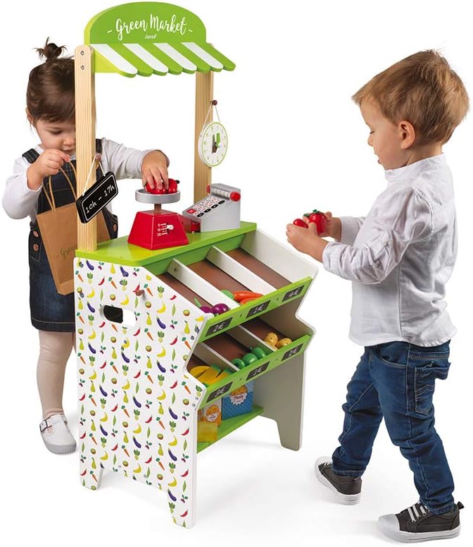 Wooden Grocery Store Playset with 32 Accessories V213