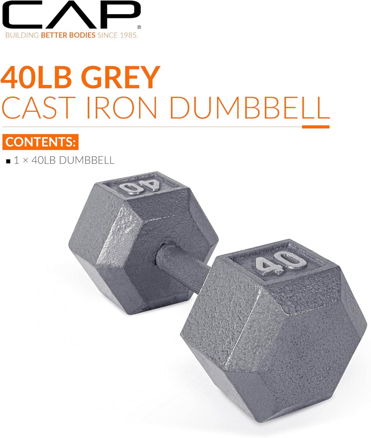 40 lb Cast Iron Hex Dumbbell A2277