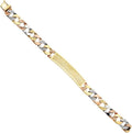 14k Tri 3 Color Gold Solid Polished Mens Nugget Cuban ID Bracelet - 8.5" H882
