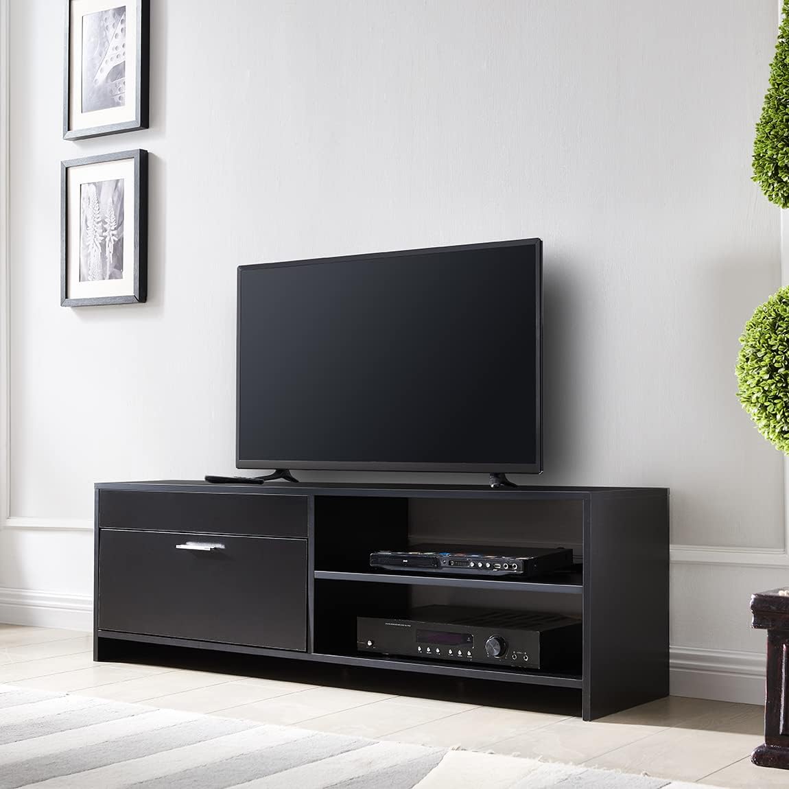 Black TV Cabinet with Storage Drawers Q206