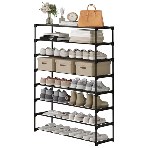 Black Stackable 20 Pairs Shoe Rack D562723