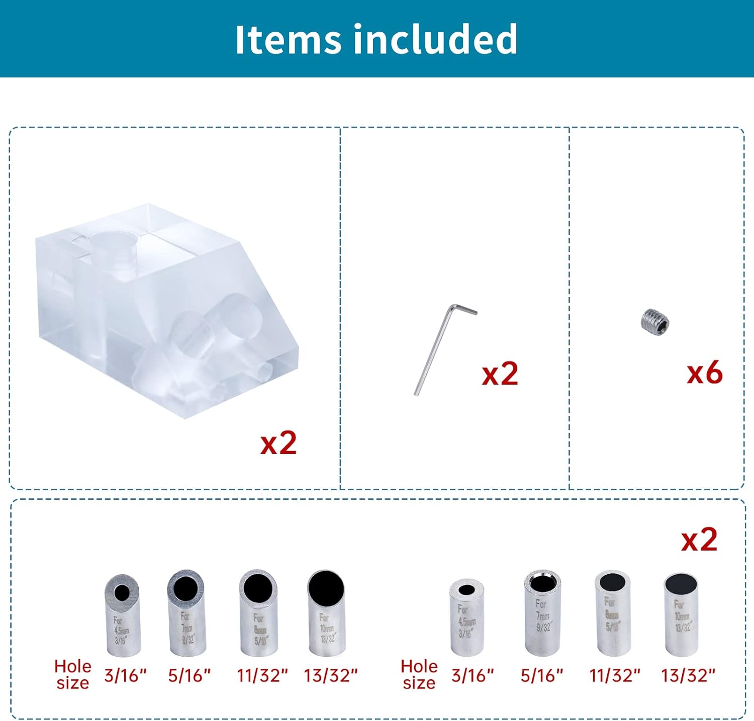 Drill Guide for Cable Railing, Portable Multi-Angle Jig, Hole Size from 3/16" to 3/8" R882188