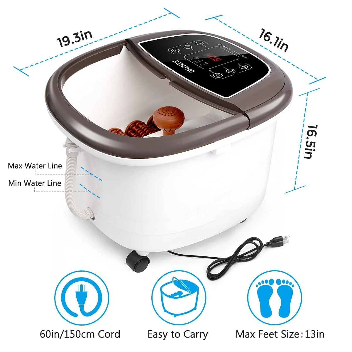Foot Spa Bath Massager with Heat Bubbles Massage Y3077