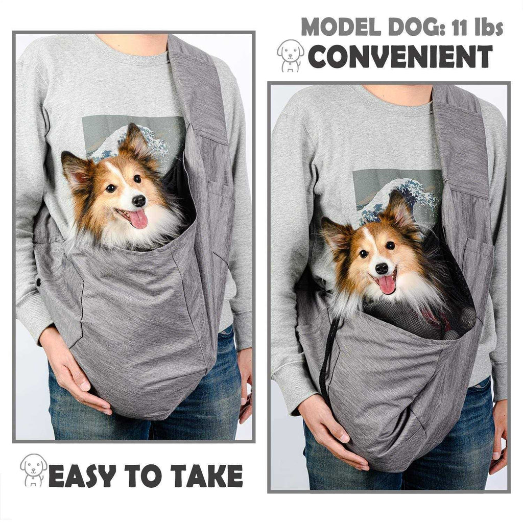 Dog Sling Carrier with Adjustable Padded Shoulder Breathable Mesh F4466