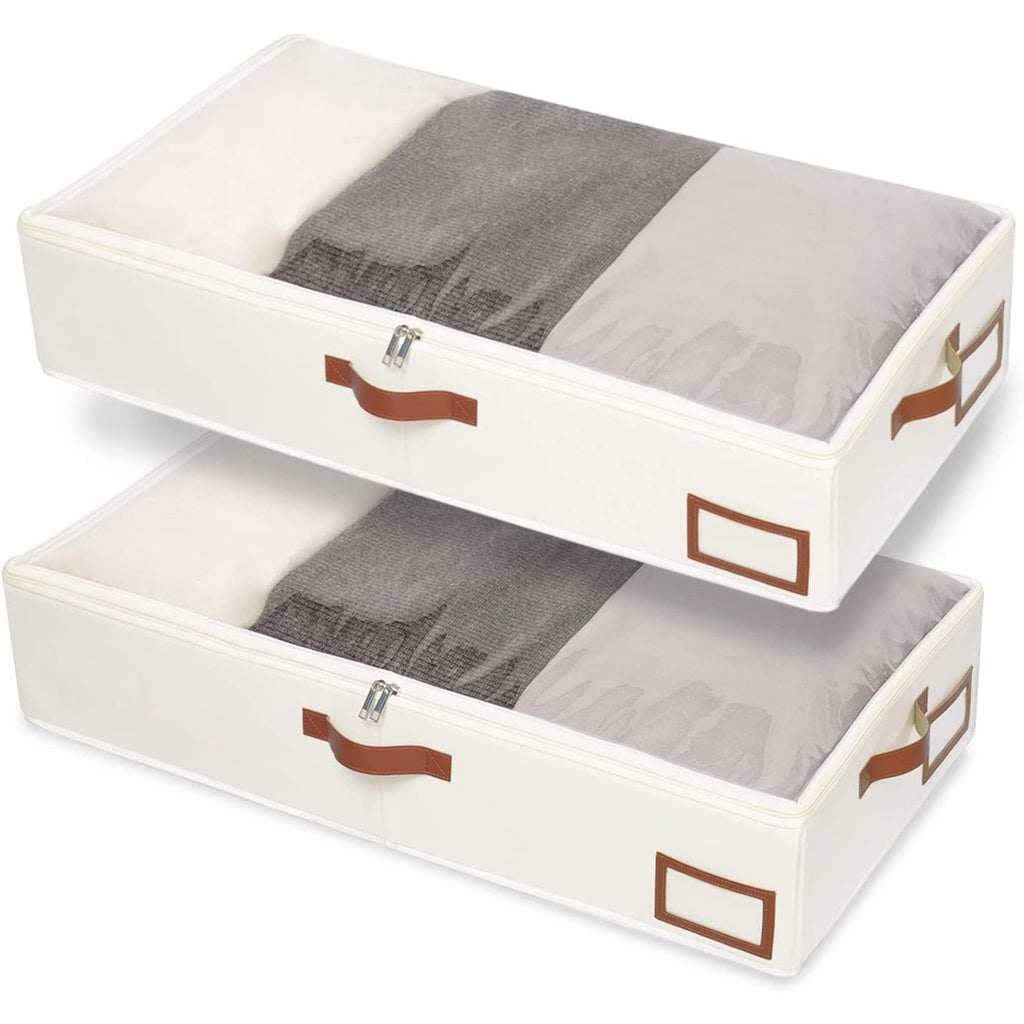 Beige Collapsible Underbed Storage Bag, 2 Pack J51553