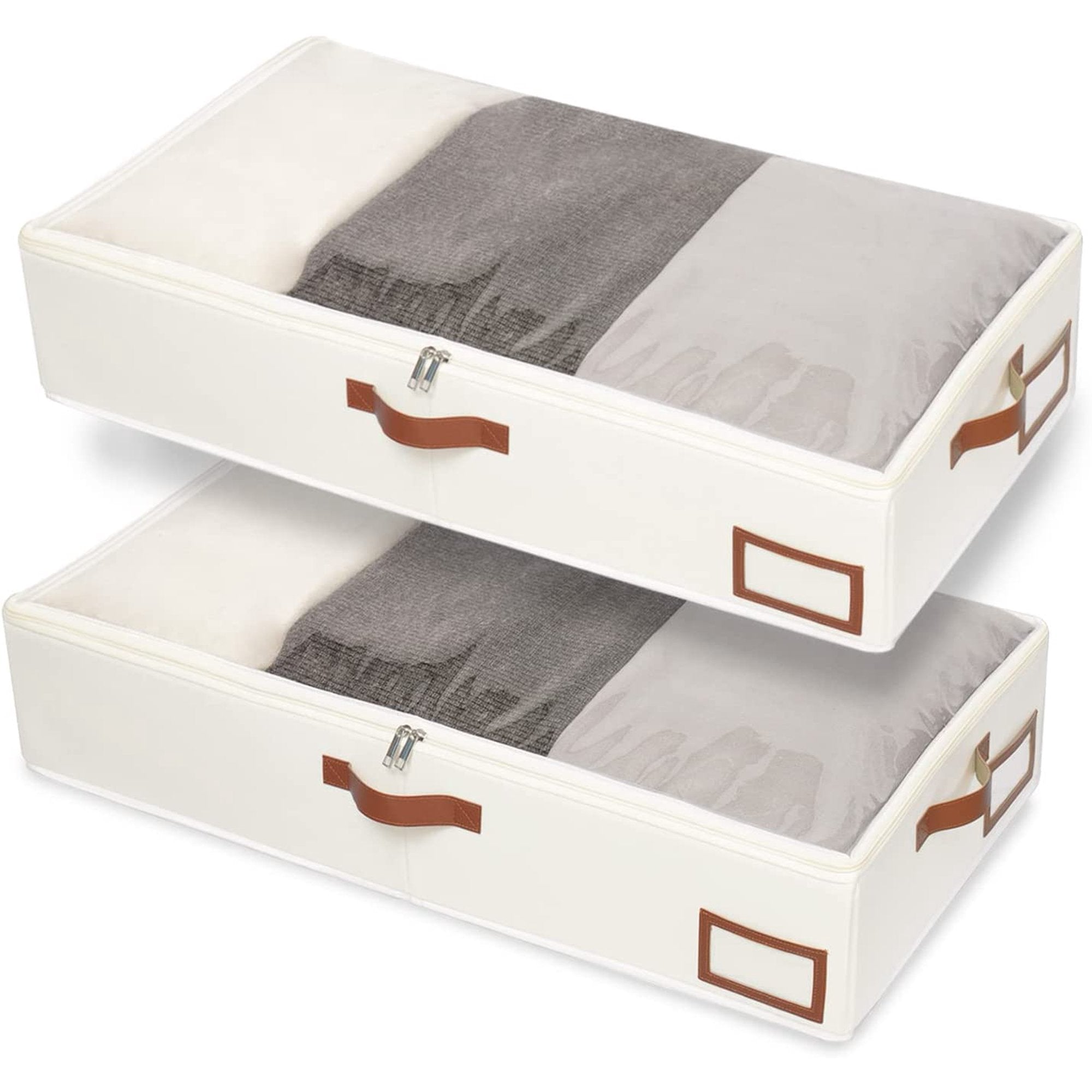 Beige Collapsible Underbed Storage Bag, 2 Pack J51553