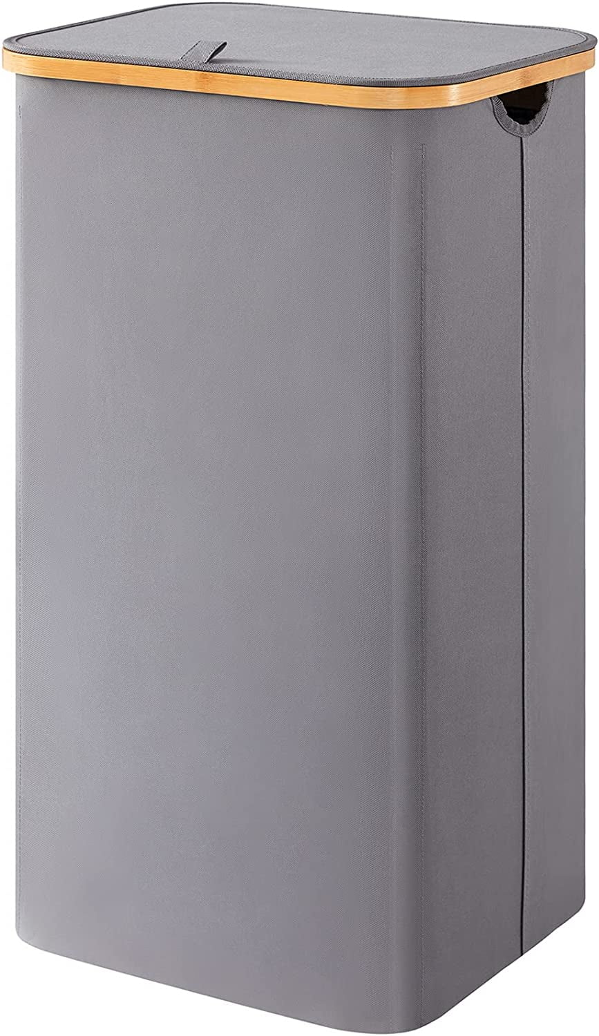 100L Laundry Basket with Lid Removable Bag Grey G37985