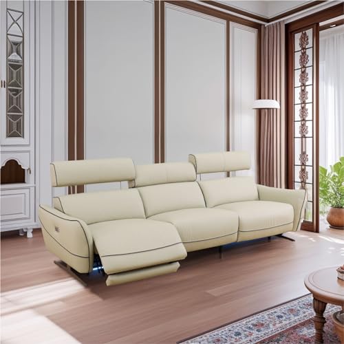 Beige Top Grain Leather 3-Piece Recliner Sofa Set J116