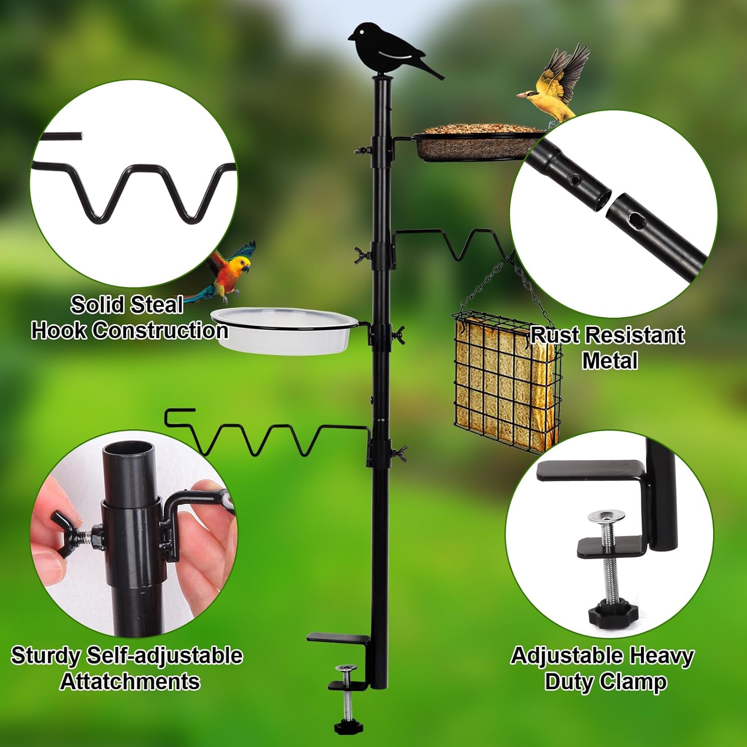 Black Steel Bird Feeder Station Kit C31737