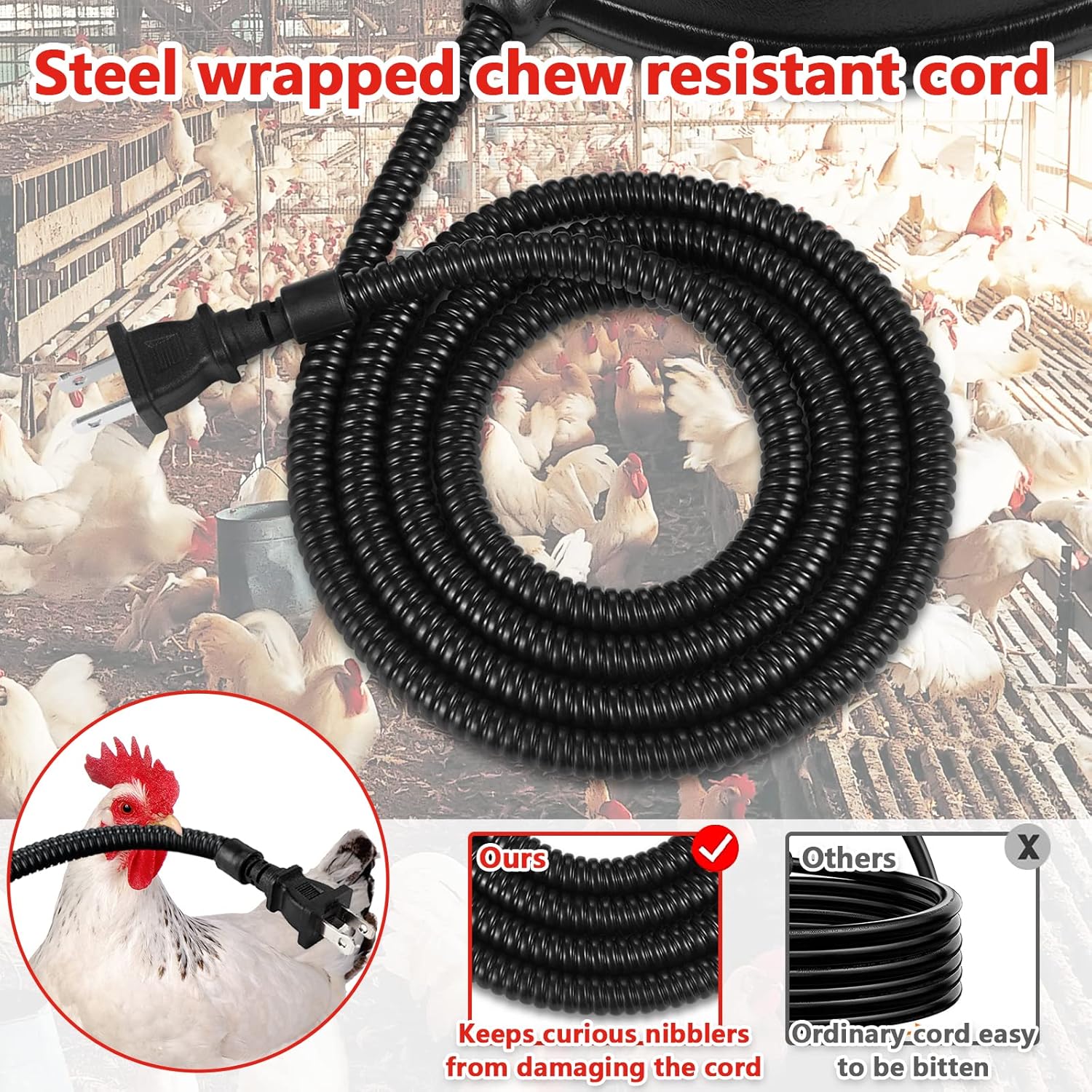 Chicken Waterer Heater 80 Watts Heated Base for Metal Poultry Founts O830