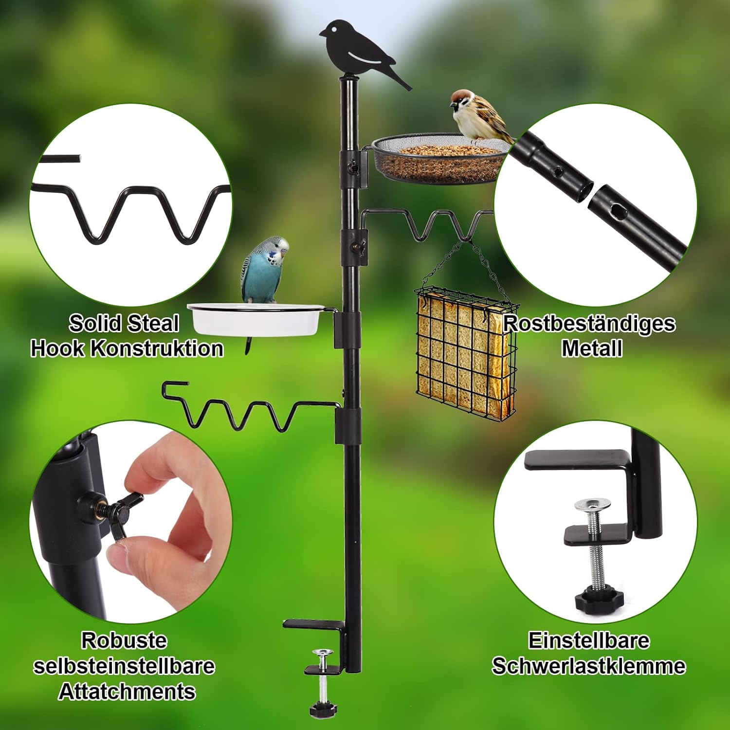 Black Steel Bird Feeder Station Kit C31737