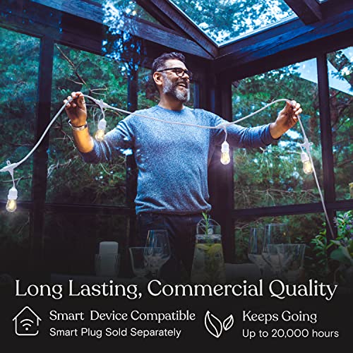 Waterproof LED Outdoor String Lights, 24 Ft, Dimmable 2w Vintage Edison Bulbs, Black X1347