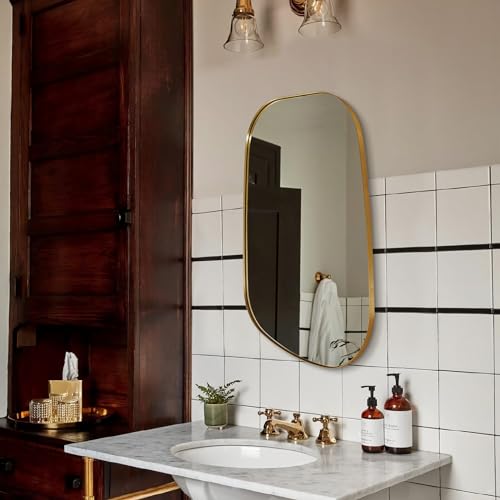 Brushed Gold Irregular Wall Mirror 24x36” Z52719