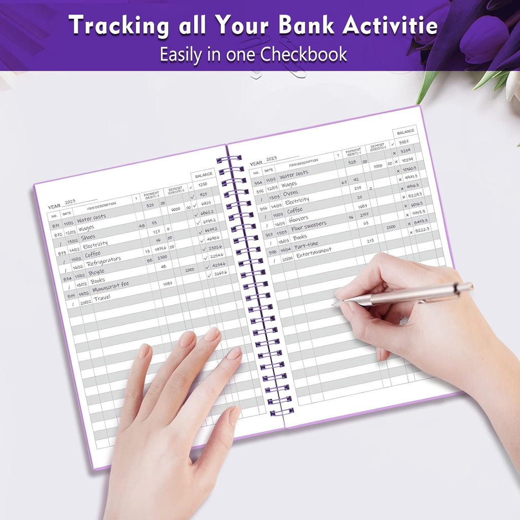 Purple Double Spiral Check Register Book A90436