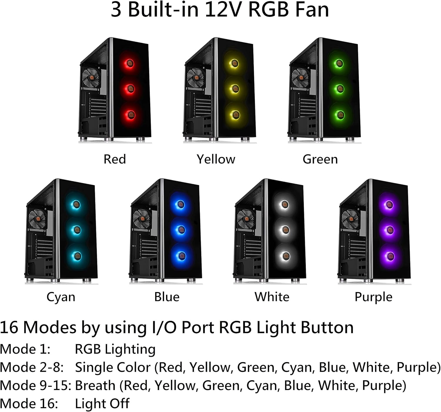 Tempered Glass ATX Mid-Tower Chassis with 3 120mm RGB Fan + 1 Black 120mm Rear Fan I4830