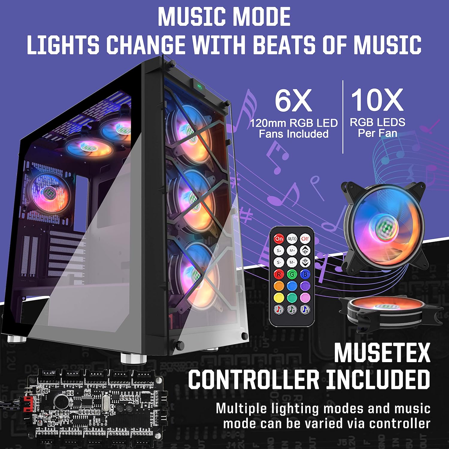 ATX Mid Tower Computer Case with Tempered Glass D892869