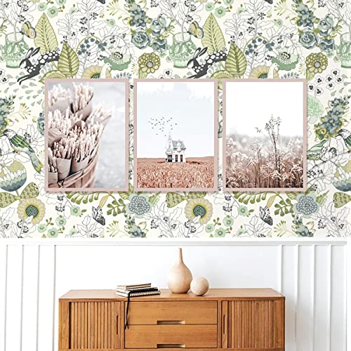 Green Floral Peel and Stick Wallpaper 17.7inch × 118.1inch C31567