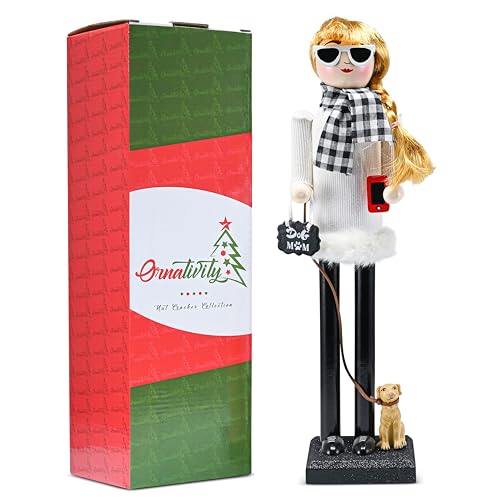 White and Black Wooden Nutcracker Woman 15" T199