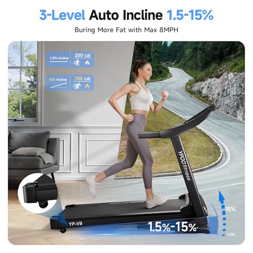 Auto Foldable Treadmill with Incline, 300 lbs Weight Capacity E458