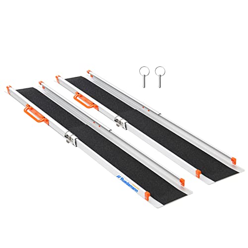 6FT Adjustable Aluminum Wheelchair Ramp, 600lbs Capacity, Non-Skid Surface M76933