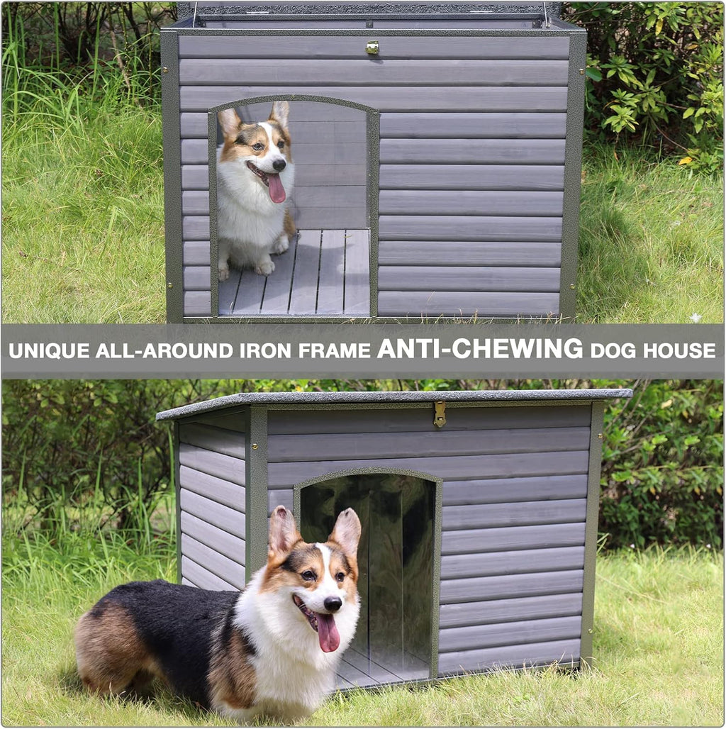 Natural Wood Waterproof Insulated Dog House J25035
