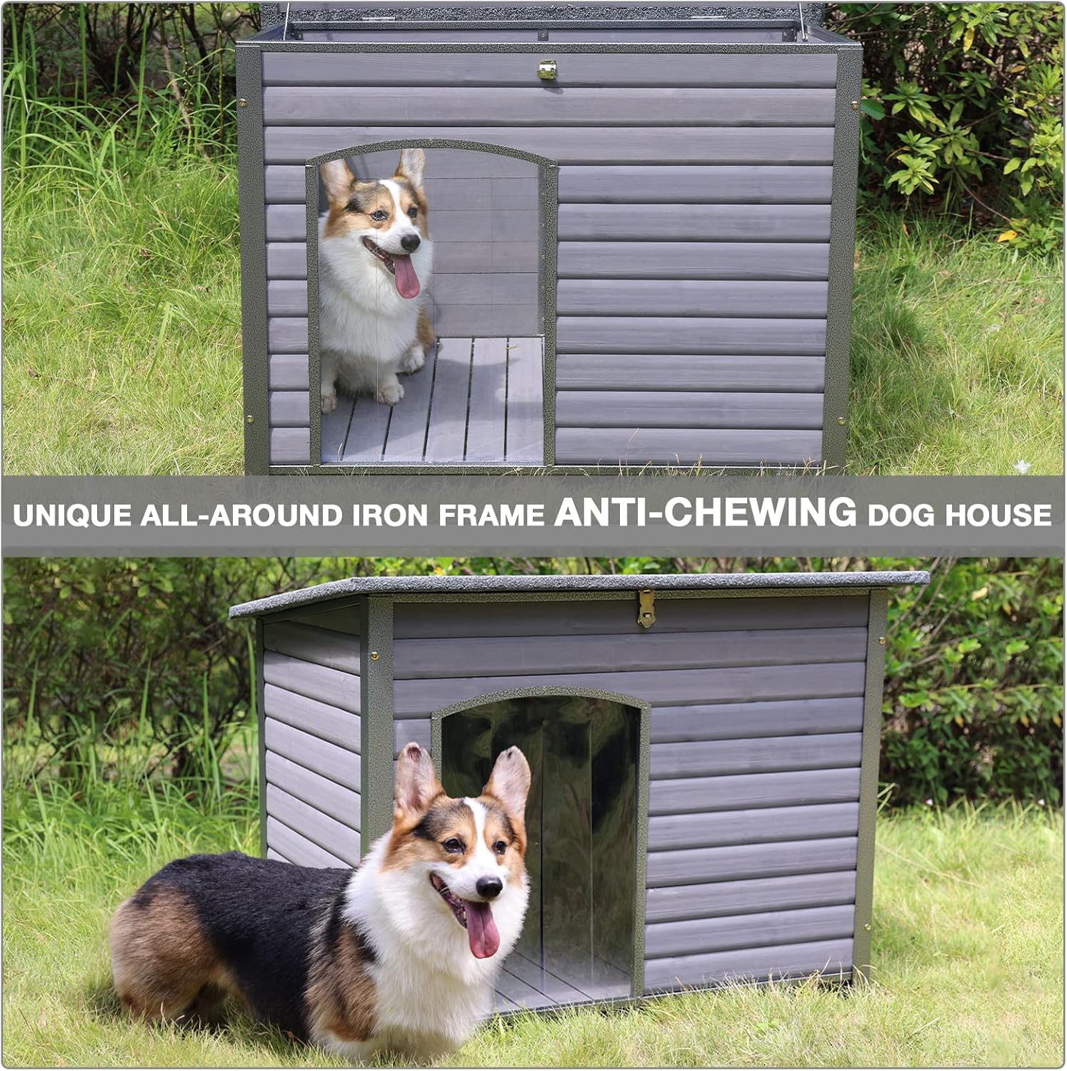 Natural Wood Waterproof Insulated Dog House J25035