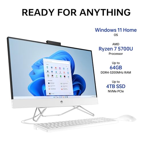 27" FHD Touchscreen AMD Ryzen 7 All-in-One Desktop, 32GB DDR4 RAM, 2TB PCIe M.2 SSD, White T10835