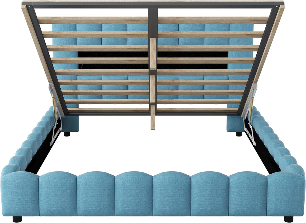 Queen Size Upholstered Storage Bed Frame with LED Headboard S8954