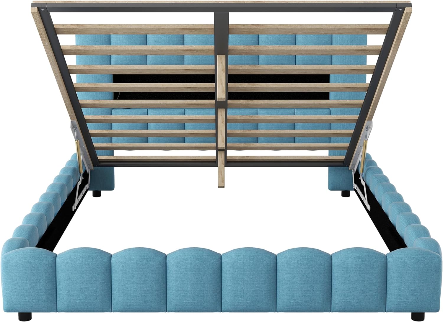 Queen Size Upholstered Storage Bed Frame with LED Headboard S8954