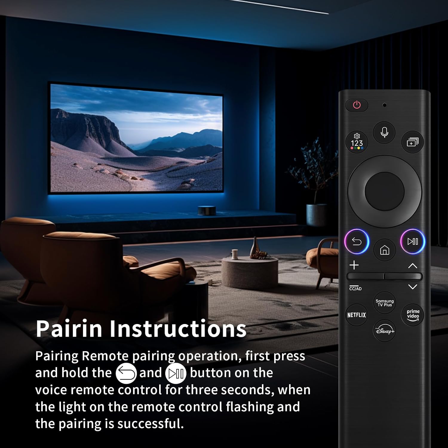 Black Solar Voice Remote Control for Samsung TV P8528